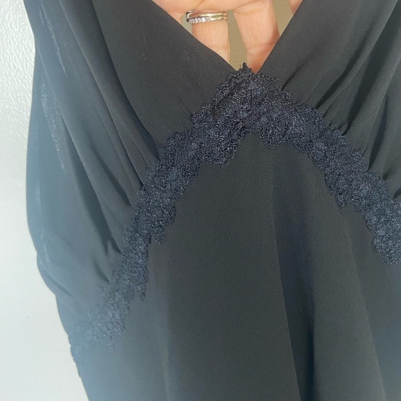 Jones New York Nightgown Black Chiffon Size XL Lace Trim Chemise Feminine Sexy - Picture 2 of 9